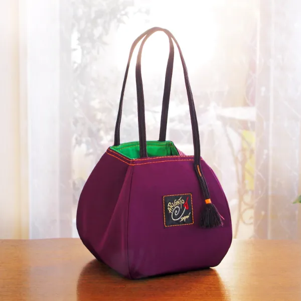 実例175 紫地お太鼓帯 バルーンバッグ