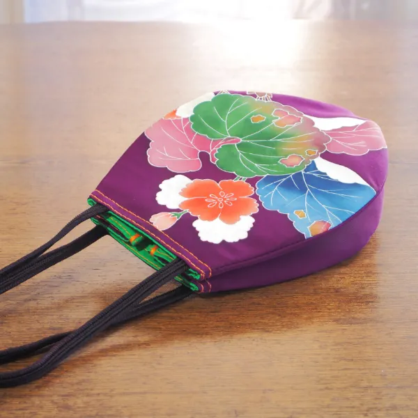 実例175 紫地お太鼓帯 バルーンバッグ