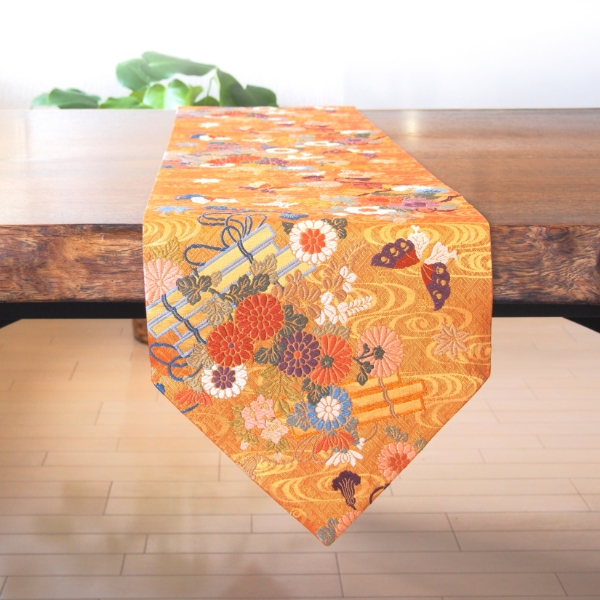 実例188 金茶袋帯 テーブルランナー