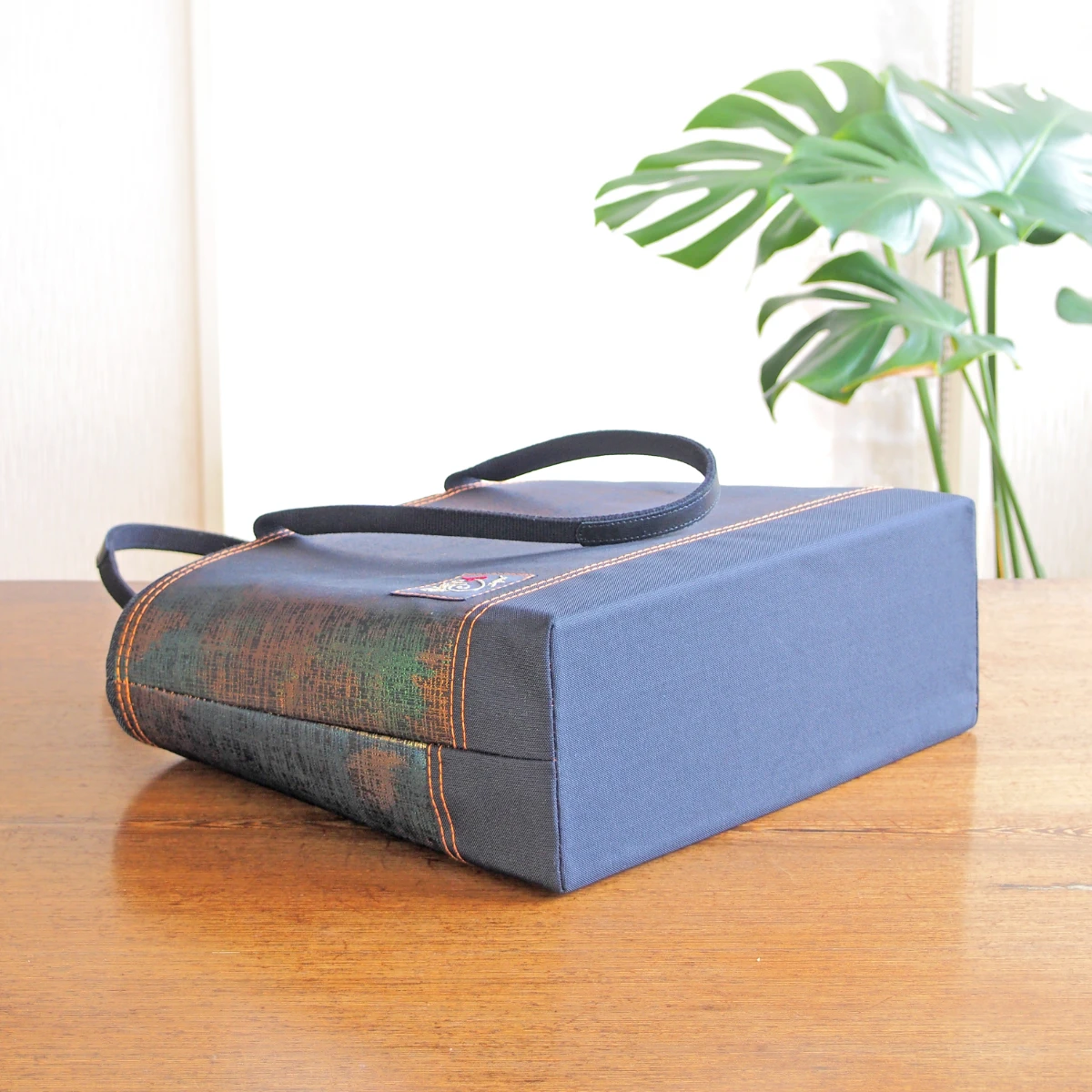 実例206 茶系箔名古屋帯 肩掛けトートバッグ