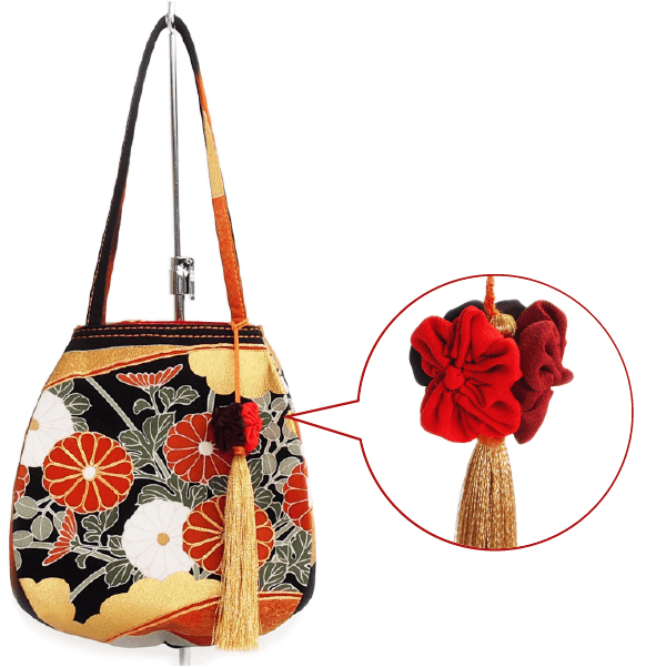 花モチーフ飾りバルーンバッグ