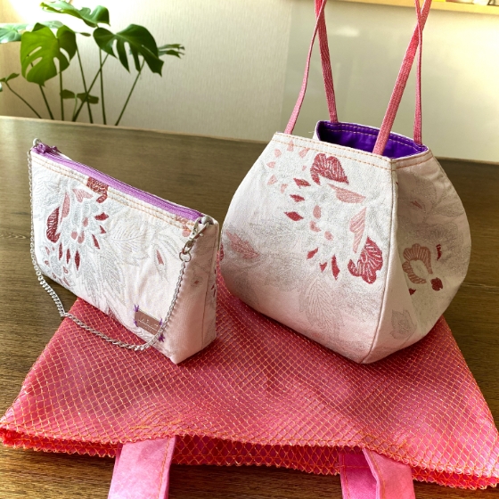 アリタスジャパン　羽織り着物バルーンバッグ・クラッチポーチ