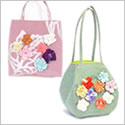 Kimono bag with flower decoration